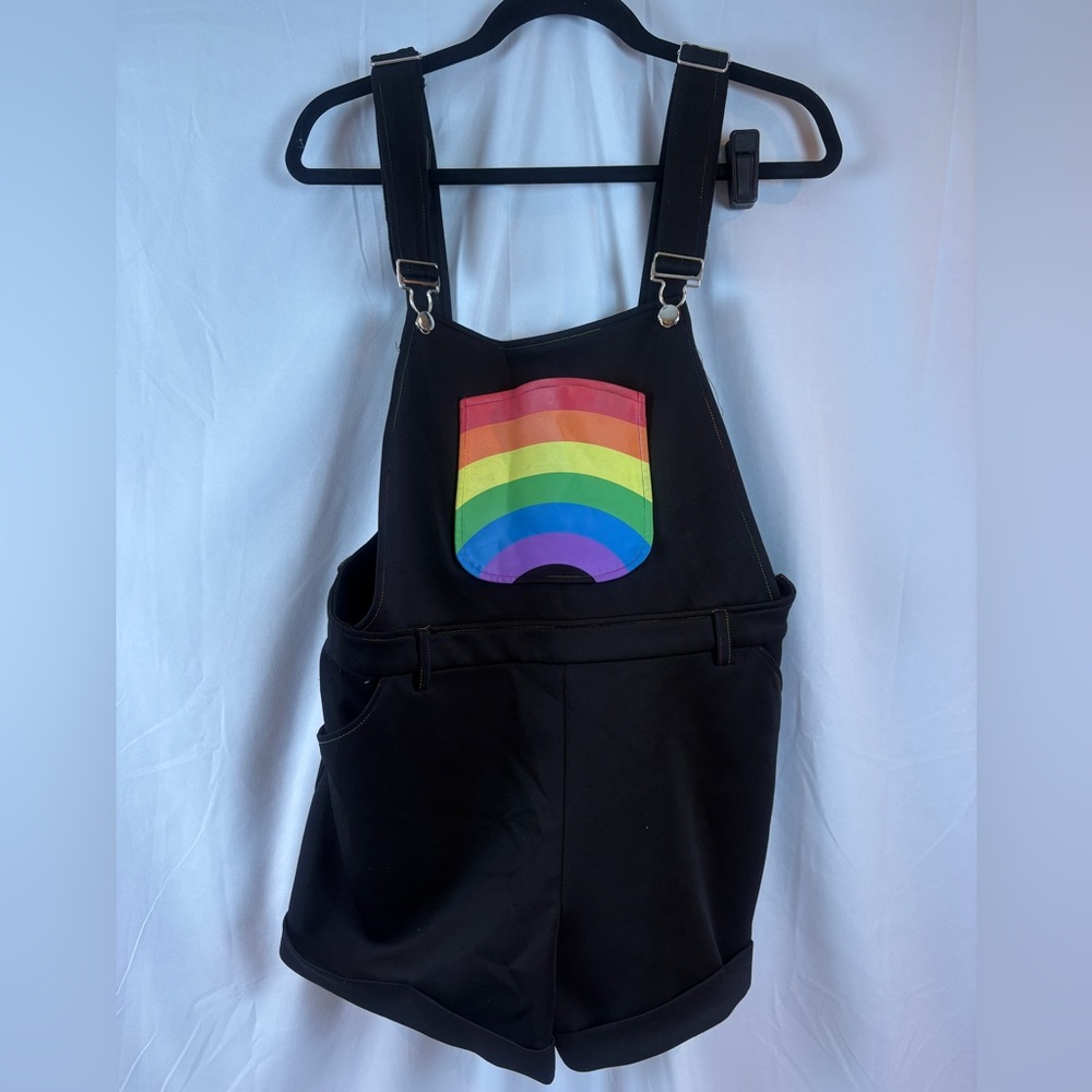 Hot Topic Black Overalls with Rainbow Pocket